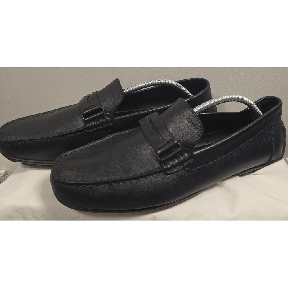 Geox Respira Mens Black Leather Penny Loafers Driving Shoes U3246D 46